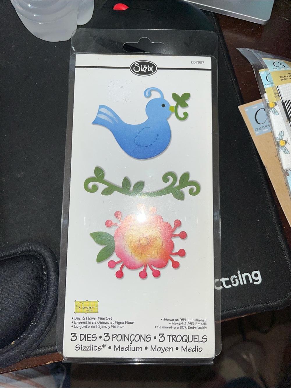 Sizzix Blue Bird with Pink Flower & Green Vine Craft Die Set